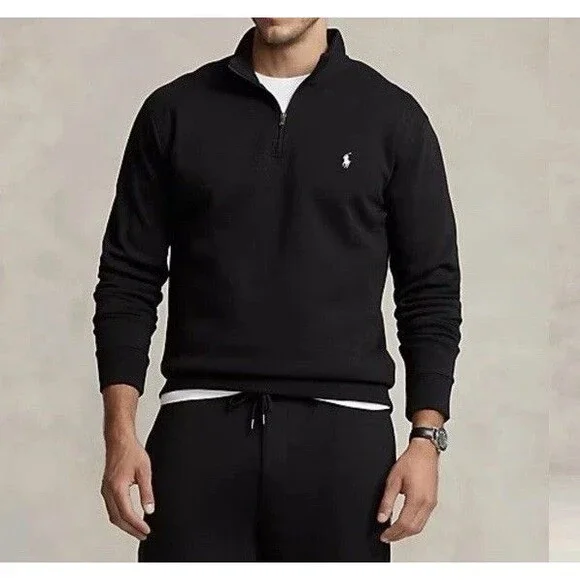 Polo Ralph Lauren Men's Double-Knit Quarter-Zip Pullover 4XB Black NWT